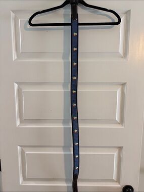 Vineyard Vines Navy Belt with Orange & Green Whale Motifs